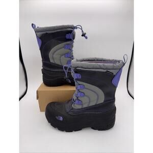 The North Face Alpenglow Boots Youth 5 Gray Purple Waterproof Winter Snow